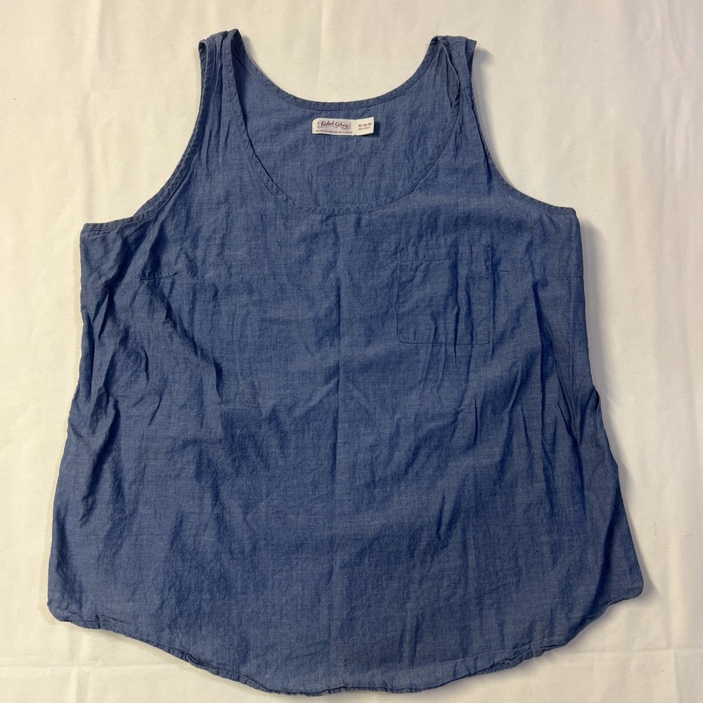 Denim Scoop Neck Sleeveless Top FADED GLORY sizes SM, MD, LG. NEW with TAGS